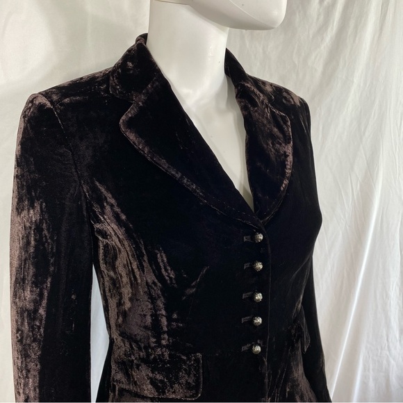Ann Taylor Petites Dark Brown Velvet Tapered Waist Blazer - Picture 2 of 7